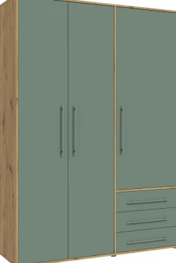 FORTE Drehtürenschrank »Kleiderschrank,zeitloses Design,3 türig« viel Stauraum, Schubladen, Stangengriffe, Made in Europe