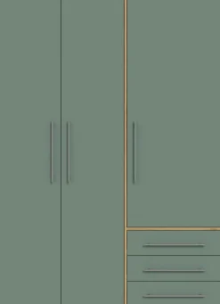FORTE Drehtürenschrank »Kleiderschrank,zeitloses Design,3 türig« viel Stauraum, Schubladen, Stangengriffe, Made in Europe