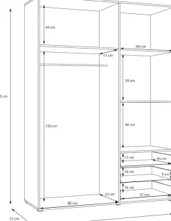 FORTE Drehtürenschrank »Kleiderschrank,zeitloses Design,3 türig« viel Stauraum, Schubladen, Stangengriffe, Made in Europe
