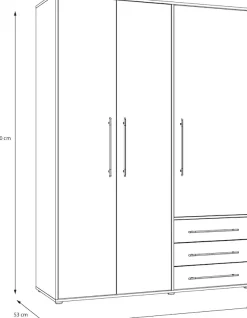 FORTE Drehtürenschrank »Kleiderschrank,zeitloses Design,3 türig« viel Stauraum, Schubladen, Stangengriffe, Made in Europe