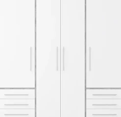 FORTE Drehtürenschrank »Mokkaro, Kleiderschrank,zeitloses Design, 4 türig« viel Stauraum, Schubladen, Stangengriffe, Made in Europe