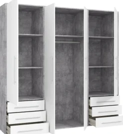 FORTE Drehtürenschrank »Mokkaro, Kleiderschrank,zeitloses Design, 4 türig« viel Stauraum, Schubladen, Stangengriffe, Made in Europe