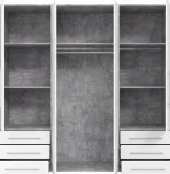 FORTE Drehtürenschrank »Mokkaro, Kleiderschrank,zeitloses Design, 4 türig« viel Stauraum, Schubladen, Stangengriffe, Made in Europe