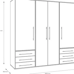 FORTE Drehtürenschrank »Mokkaro, Kleiderschrank,zeitloses Design, 4 türig« viel Stauraum, Schubladen, Stangengriffe, Made in Europe