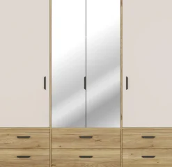 FORTE Drehtürenschrank »Schrank mit Spiegel, zeitloses Design, 4türig« viel Stauraum, Schubladen, Spiegeltürenm Höhe 200 cm