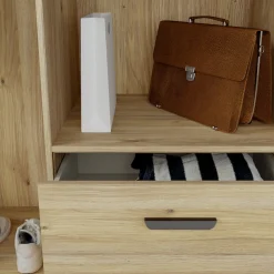 FORTE Drehtürenschrank »Schrank mit Spiegel, zeitloses Design, 4türig« viel Stauraum, Schubladen, Spiegeltürenm Höhe 200 cm