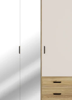 FORTE Drehtürenschrank »Schrank mit Spiegel, zeitloses Design, 3türig« viel Stauraum, Schubladen, Spiegeltürenm Höhe 200 cm