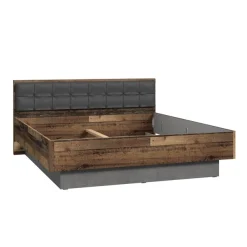 FORTE Futonbett »Clif, Bettanlage, Old – Wood Vintage, Betonoptik Dunkelgrau« Liegefläche 180x200cm,mit gepolstertem Kopfteil aus Kunstleder, bis 220KG belastbar