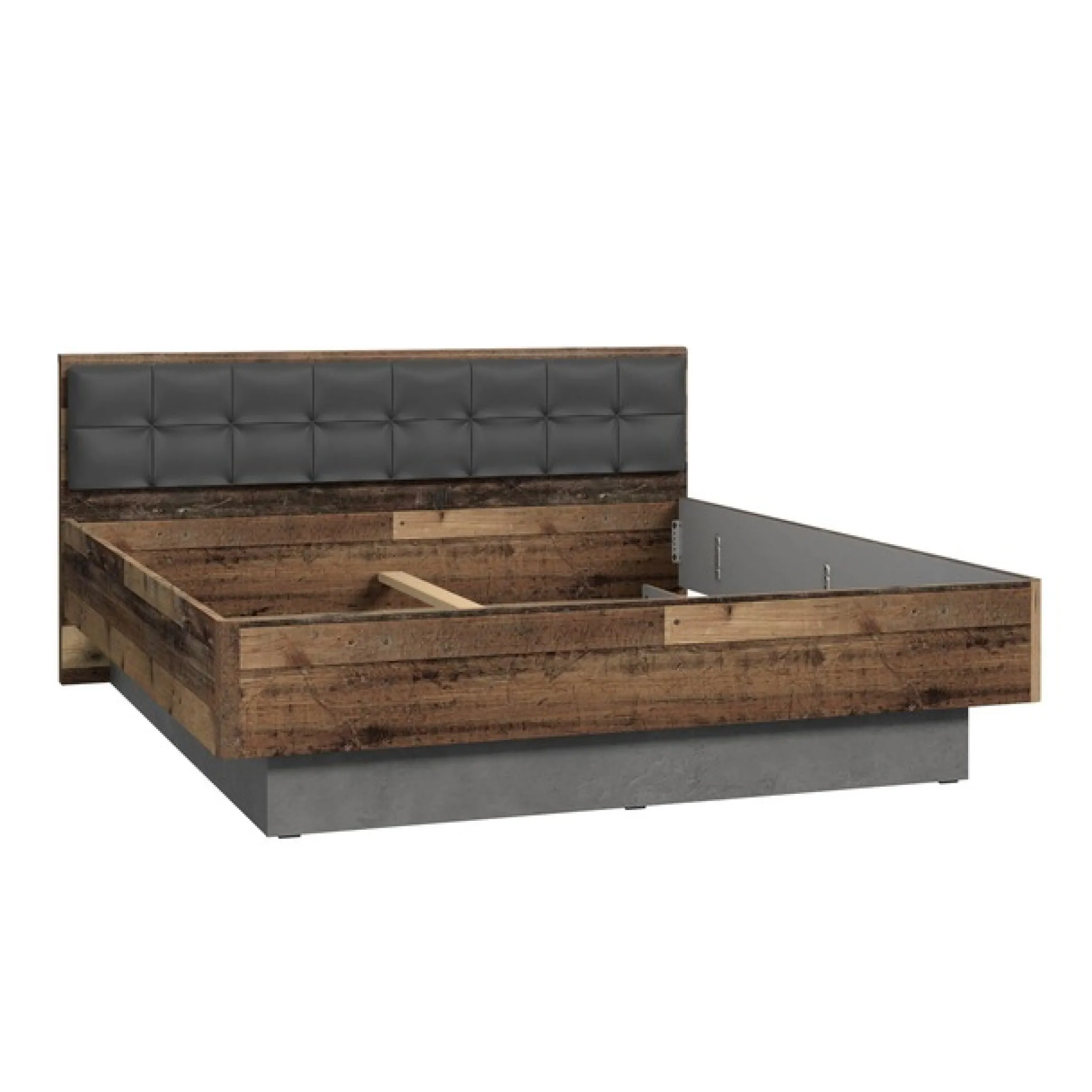 FORTE Futonbett »Clif, Bettanlage, Old – Wood Vintage, Betonoptik Dunkelgrau« Liegefläche 180x200cm,mit gepolstertem Kopfteil aus Kunstleder, bis 220KG belastbar
