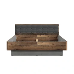 FORTE Futonbett »Clif, Bettanlage, Old – Wood Vintage, Betonoptik Dunkelgrau« Liegefläche 180x200cm,mit gepolstertem Kopfteil aus Kunstleder, bis 220KG belastbar