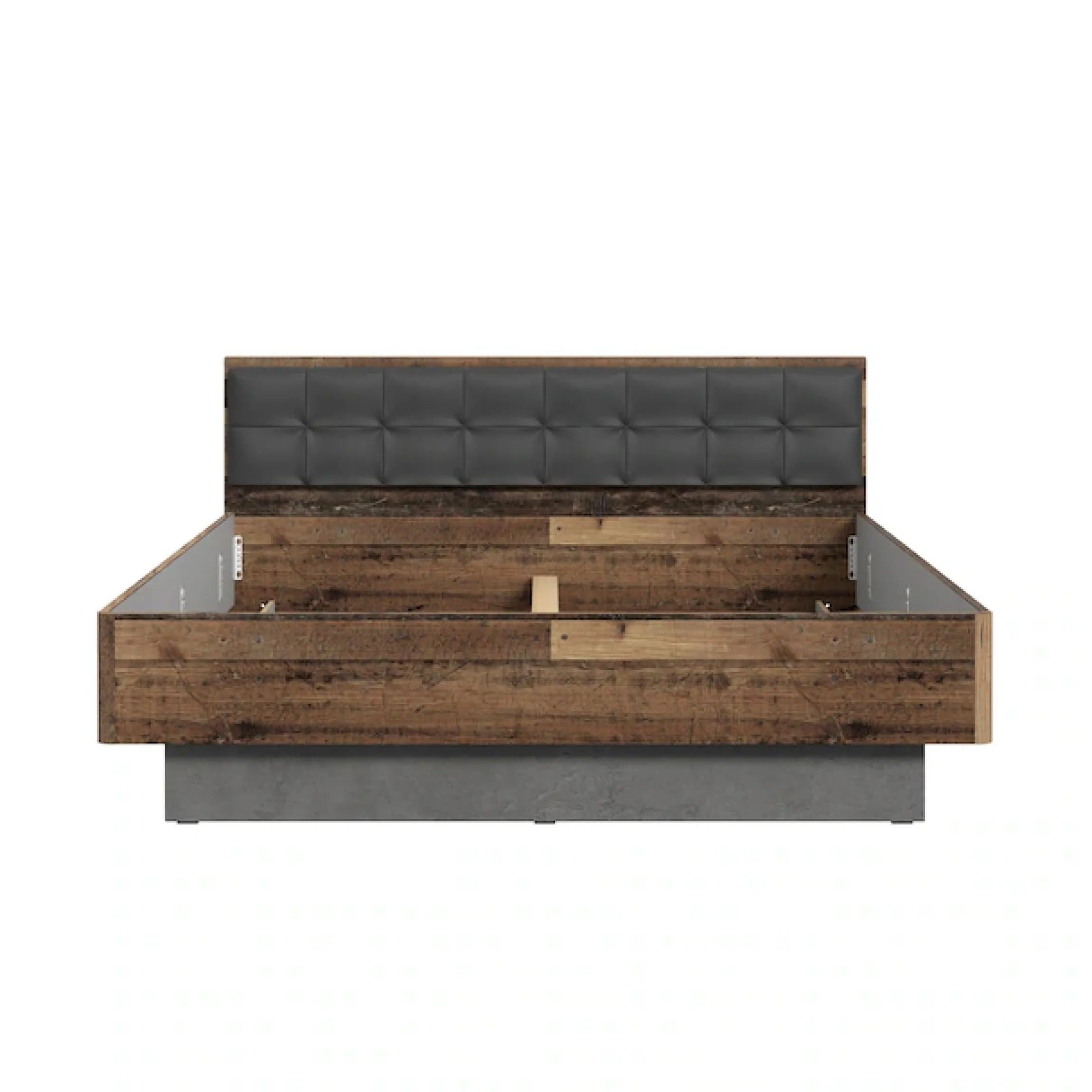 FORTE Futonbett »Clif, Bettanlage, Old – Wood Vintage, Betonoptik Dunkelgrau« Liegefläche 180x200cm,mit gepolstertem Kopfteil aus Kunstleder, bis 220KG belastbar