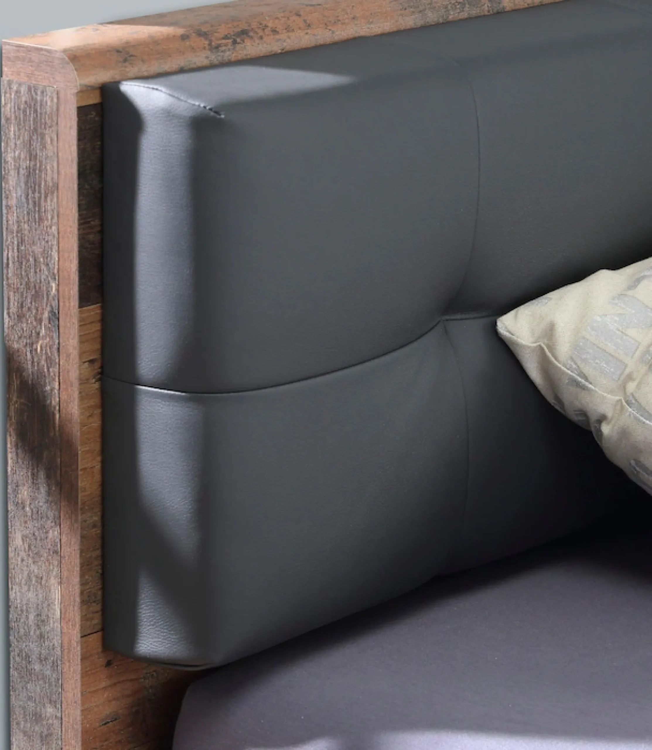 FORTE Futonbett »Clif, Bettanlage, Old – Wood Vintage, Betonoptik Dunkelgrau« Liegefläche 180x200cm,mit gepolstertem Kopfteil aus Kunstleder, bis 220KG belastbar