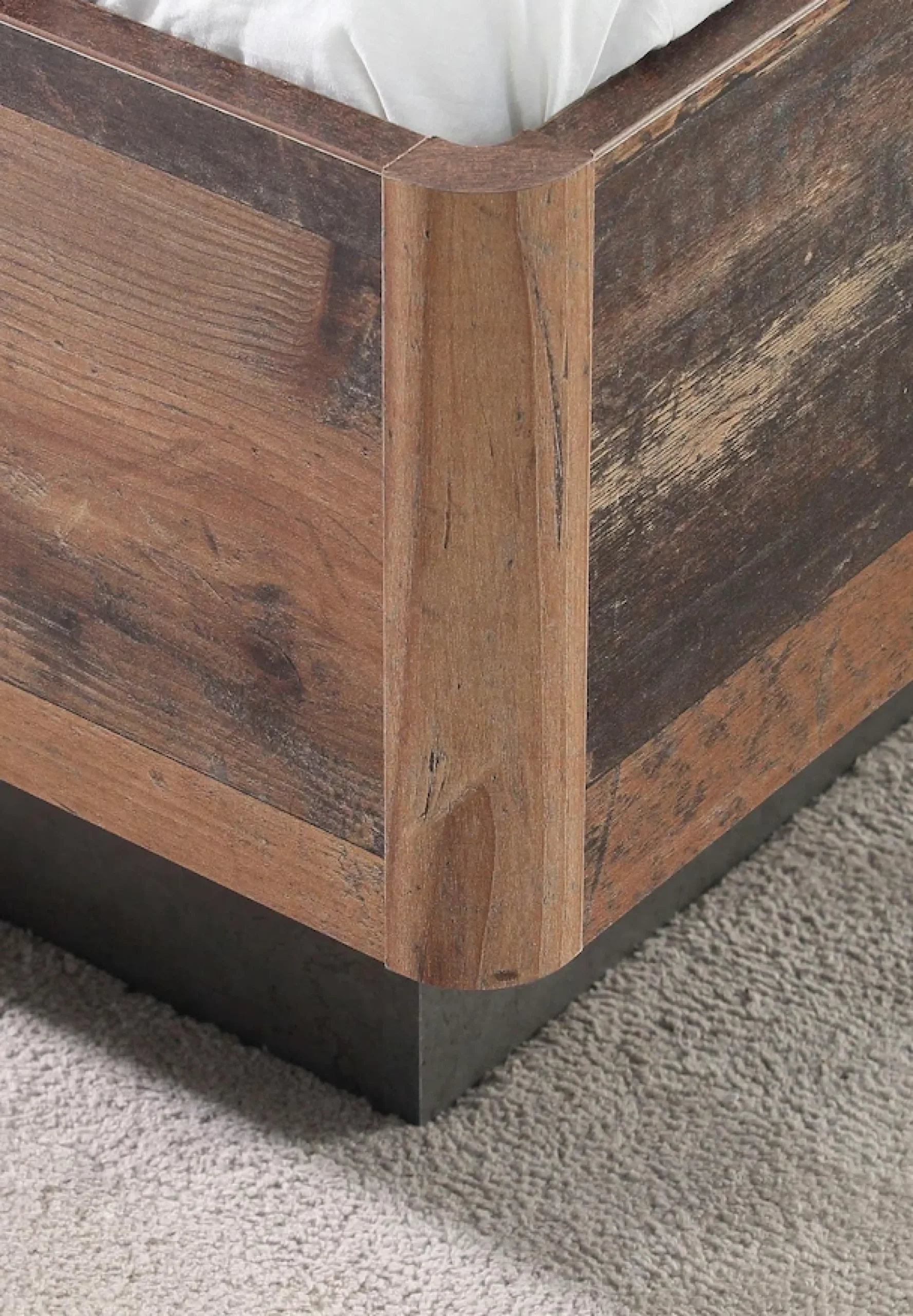 FORTE Futonbett »Clif, Bettanlage, Old – Wood Vintage, Betonoptik Dunkelgrau« Liegefläche 180x200cm,mit gepolstertem Kopfteil aus Kunstleder, bis 220KG belastbar