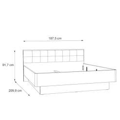 FORTE Futonbett »Clif, Bettanlage, Old – Wood Vintage, Betonoptik Dunkelgrau« Liegefläche 180x200cm,mit gepolstertem Kopfteil aus Kunstleder, bis 220KG belastbar