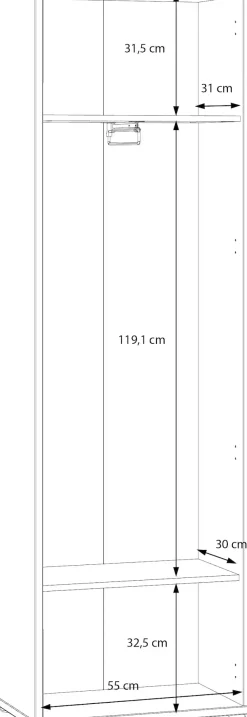 FORTE Garderobenschrank »Alice Springs« B/H/T 59,8/191,9/34,9 cm Push to open