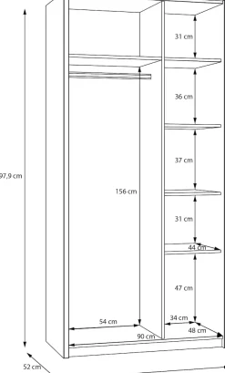 FORTE Garderobenschrank »Oak Squere, Schrank, Stauraum, Kleiderstange inklusive« B/H/T ca. 95,3x197,9x52 cm,B/H/T 95,3/197,9/52cm 2türig