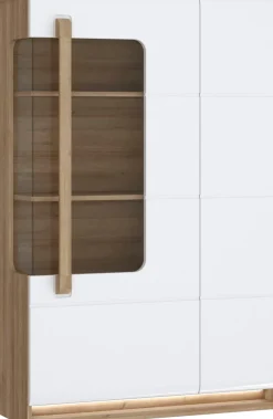 FORTE Highboard »Attention« Hochschrank, Hochkommode,Highboard, Beleuchtung, Soft Close, Glastüre, Stauraum, Höhe 139,6cm