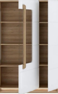FORTE Highboard »Attention« Hochschrank, Hochkommode,Highboard, Beleuchtung, Soft Close, Glastüre, Stauraum, Höhe 139,6cm