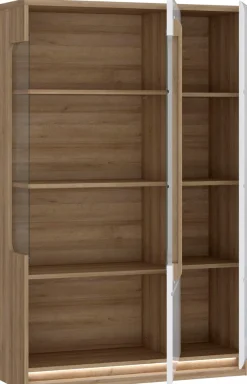 FORTE Highboard »Attention« Hochschrank, Hochkommode,Highboard, Beleuchtung, Soft Close, Glastüre, Stauraum, Höhe 139,6cm