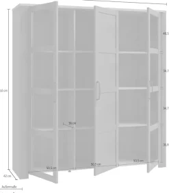 FORTE Highboard »Bohol, großes Highboard 2, Glastüren, viel Stauraum« B/H/T 151,1/160,6/42 cm Beleuchtung optional bestellbar