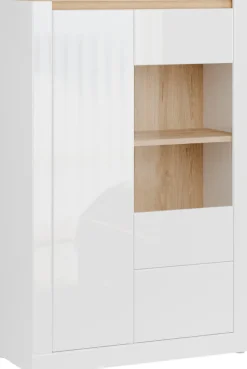 FORTE Highboard »Highboard 1T/1SK/1GT« B/H/T 96,4/147,4/41,6 cm, Front glänzend, Glas