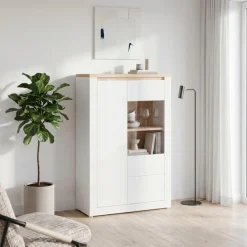 FORTE Highboard »Highboard 1T/1SK/1GT« B/H/T 96,4/147,4/41,6 cm, Front glänzend, Glas