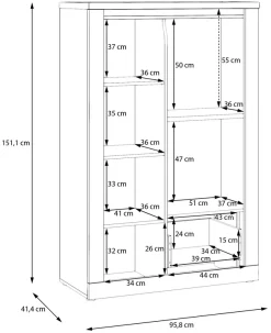 FORTE Highboard »Highboard 1T/1SK/1GT« B/H/T 96,4/147,4/41,6 cm, Front glänzend, Glas