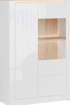 FORTE Highboard »Highboard 1T/1SK/1GT« B/H/T 96,4/147,4/41,6 cm, Front glänzend, Glas