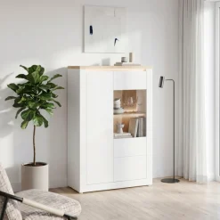 FORTE Highboard »Highboard 1T/1SK/1GT« B/H/T 96,4/147,4/41,6 cm, Front glänzend, Glas