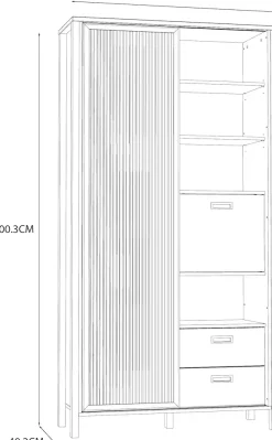 FORTE Highboard »Jytana« Höhe 200,3 cm, Schiebetüre mit Lamellenoptik, Mauvella Eiche / Schwarz