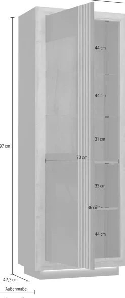 FORTE Highboard »Savona« Höhe 197 cm, inkl. Lichtleiste im Sockel