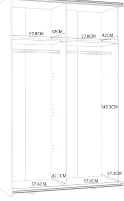 FORTE Kleiderschrank B/H/T ca. 120x190,5x61,2 cm,