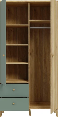 FORTE Kleiderschrank B/H/T ca. 94,5x185,6x52,2 cm,Salbei, Drehtürenschrank, Stauraum