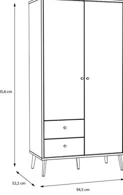 FORTE Kleiderschrank B/H/T ca. 94,5x185,6x52,2 cm,Salbei, Drehtürenschrank, Stauraum