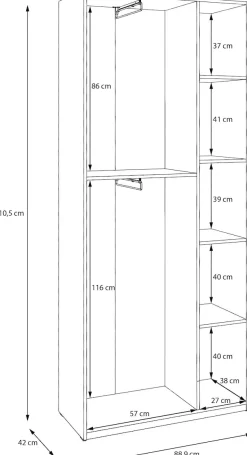 FORTE Kleiderschrank B/H/T 88,9/210,5/42 cm, stehende Montage