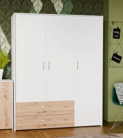FORTE Kleiderschrank »Culgoa« Drehtürenschrank, Stauraum, 2 Schubkästen, variable Einlegeböden