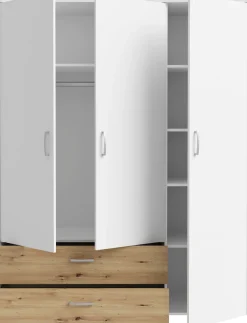 FORTE Kleiderschrank »Culgoa« Drehtürenschrank, Stauraum, 2 Schubkästen, variable Einlegeböden