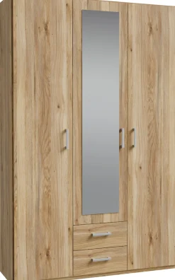 FORTE Kleiderschrank Drehtürenschrank, Spiegel, Stauraum, 2 Schubladen,