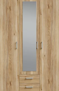FORTE Kleiderschrank Drehtürenschrank, Spiegel, Stauraum, 2 Schubladen,
