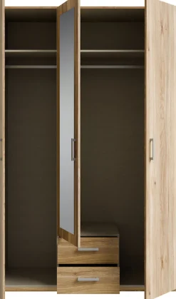 FORTE Kleiderschrank Drehtürenschrank, Spiegel, Stauraum, 2 Schubladen,