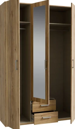 FORTE Kleiderschrank Drehtürenschrank, Spiegel, Stauraum, 2 Schubladen,
