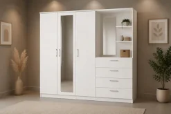 FORTE Kleiderschrank »Garderobenschrank, Spiegel, Schubladen, Regale, viel Stauraum« Made in Europe, FSC zertifiziert, Stauraumwunder