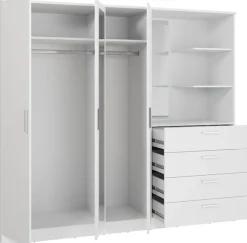 FORTE Kleiderschrank »Garderobenschrank, Spiegel, Schubladen, Regale, viel Stauraum« Made in Europe, FSC zertifiziert, Stauraumwunder