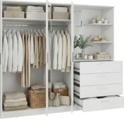 FORTE Kleiderschrank »Garderobenschrank, Spiegel, Schubladen, Regale, viel Stauraum« Made in Europe, FSC zertifiziert, Stauraumwunder