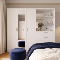 FORTE Kleiderschrank »Garderobenschrank, Spiegel, Schubladen, Regale, viel Stauraum« Made in Europe, FSC zertifiziert, Stauraumwunder
