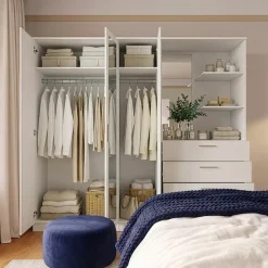 FORTE Kleiderschrank »Garderobenschrank, Spiegel, Schubladen, Regale, viel Stauraum« Made in Europe, FSC zertifiziert, Stauraumwunder