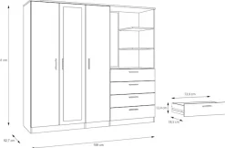 FORTE Kleiderschrank »Garderobenschrank, Spiegel, Schubladen, Regale, viel Stauraum« Made in Europe, FSC zertifiziert, Stauraumwunder