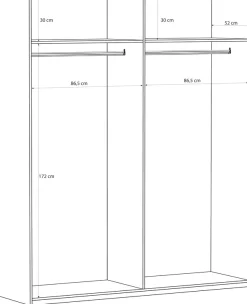 FORTE Kleiderschrank Höhe 2,10 mtr., stehende Montage, Grifflos