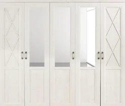 FORTE Kleiderschrank »Kashmir, klassischer Landhausstil, Made in Europe« Maße (B/T/H): 255/63/221 cm,mit Spiegel und dekorativen Fräsungen und Elementen