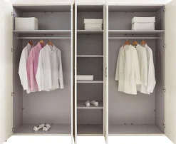 FORTE Kleiderschrank »Kashmir, klassischer Landhausstil, Made in Europe« Maße (B/T/H): 255/63/221 cm,mit Spiegel und dekorativen Fräsungen und Elementen